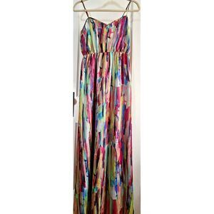 Jack bayberry Chiffon fully lined maxi dress woman Sz 2 Spaghetti straps
